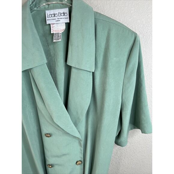 Vintage Leslie Belle Women’s Green Mint Double Breasted Dress Size 14 Secretary‎ - Picture 3 of 16